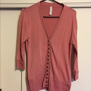 3/4 sleeve button up sweater